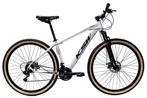 Bicicleta Aro 29 Ksw 21 Marchas Alumínio Cambio Shimano Freio a Disco (Branco, 19)