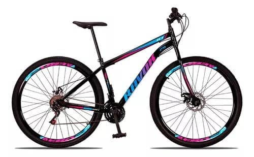 Bicicleta Aro 29 Ravok 21v Aço Carbono Freios a Disco (Azul e Rosa)